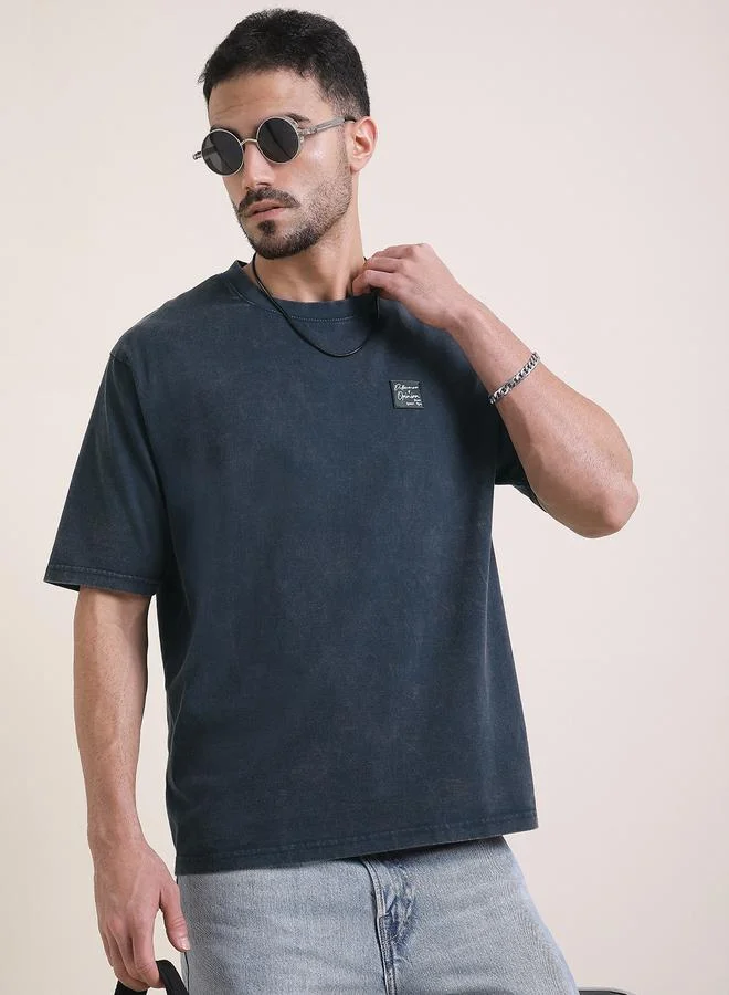 Difference of Opinion Men Oversized Acid Wash Printed T-Shirt